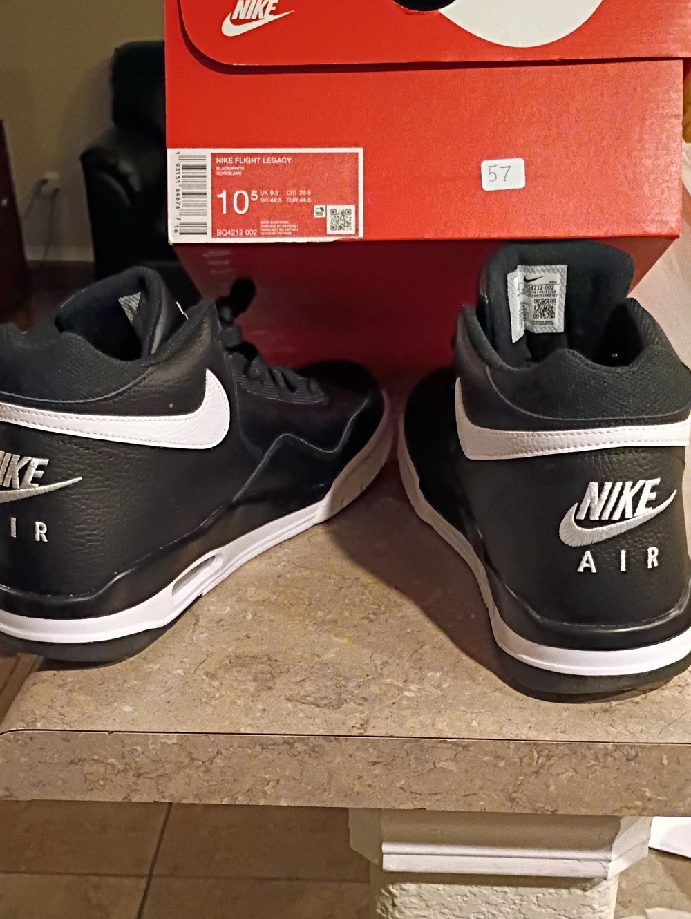 Nike Black and White Men's Air Mid-Top Sneakers